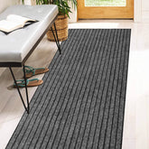 Heyroll 2x6 stripe gray runner rug for high-traffic indoor-outdoor areas.