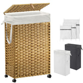 Hiagnete 70L slim hamper with lid and wheels for easy mobility and hidden laundry.