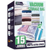 HIBAG 15 Jumbo Vacuum Bags for clothing for compact, dust-free storage