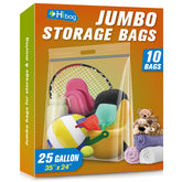 HIBAG 25-gallon jumbo storage bag with clear view for quick content identification.