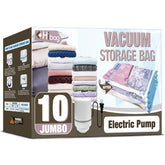 HIBAG vacuum bags with electric pump in use saving space and time.