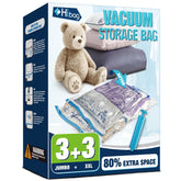 HIBAG vacuum storage bags XXL 47x35 inches in use for bulky bedding to save closet space