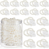 Hicarer corsage wristlet pearl bracelet close-up shows elastic fit for weddings