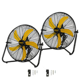 HiCFM 20-inch floor fan front view for garages and workshops.