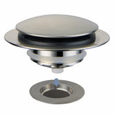 HIDROP brushed tub drain stopper front view with durable brass finish for longevity