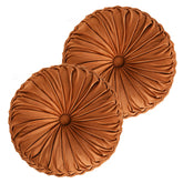 HIG round pleated pillow with center button adds elegant decor and comfort.