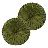 HIG round pleated pillow olive with center button for refined living room decor.
