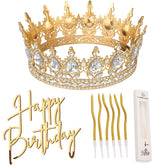 Highergo gold rhinestone cake crown topper adds regal sparkle to birthdays
