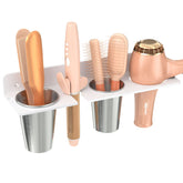 HIIMIEI hair tool organizer wall mount in white acrylic keeps tools tidy and accessible.
