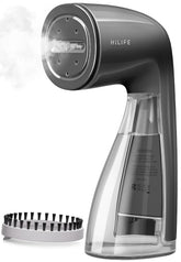 HiLIFE steamer, compact handheld design smoothing clothes on the go.