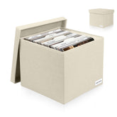 Himake decorative photo storage box beige with lid for organized memories.