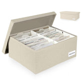 Himake decorative photo storage box with lid in beige keeps memories neatly protected and displayed.