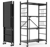 Himix 4-Tier Storage Shelves with 20 hooks for versatile kitchen and pantry organization