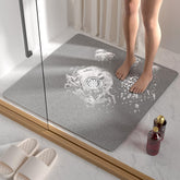 HITSLAM square shower mat front view for 27x27 coverage and anti-slip stability