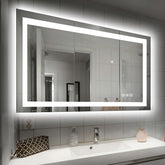 Hivone 40x32 LED bathroom mirror with backlit and front-lit panels for precise makeup and grooming.