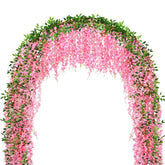HLAONU pink wisteria hanging flowers create an elegant backdrop for events