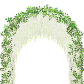 HLAONU white wisteria hanging flowers on a 60ft garland for wedding arches