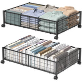 Hleelomi under bed storage with wheels showing assembly-free setup for quick organization.