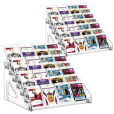 Hlimior 7-tier acrylic card display stand showing organized trading cards.