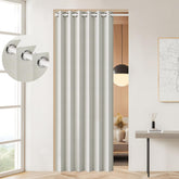 HMYI 100% blackout door curtain folding panel for doorway privacy and light control.