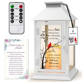HN HAIINAA memorial lantern with cardinal-pattern glass for heartfelt remembrance
