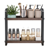 HNRLOY bathroom counter organizer in wood keeps daily toiletries neatly within reach