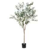 Hobyhoon artificial olive tree 6ft assembly enhances living room ambiance with realistic foliage.