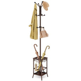 Hoctieon coat rack with umbrella holder shows organized entryway storage