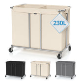 Hodonas 230L rolling laundry hamper with two compartments for sorting clothes.