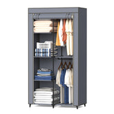 HODYANN portable closet assembled with six shelves and two hanging rods for durable bedroom organization.