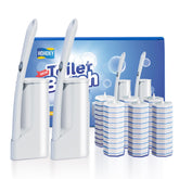 Hohoky wall-mounted cleaning kit in bathroom saves space and keeps essentials accessible.