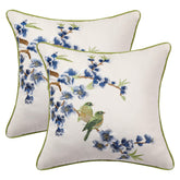 Holibeat embroidered flower birds cover front in white and blue for decorative appeal.