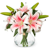 Hollyone tiger lily real touch with vase creates an elegant home centerpiece