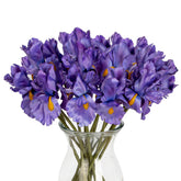 Hollyone Iris artificial flowers purple bouquet for wedding decor and table centerpieces.