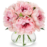 Hollyone light pink peonies with glass vase for timeless home decor.