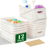 Homaigie 12-pack storage baskets, top view, perfect for tidy shelves and easy access.