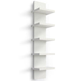 Homaterial 5-tier white wall shelf, front view, ideal for organized display