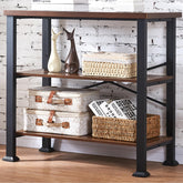 HOMBAZAAR 3-tier bookcase rustic brown finish; sturdy open shelves for display.