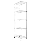Homdox 5-tier shelving on wheels with chrome finish for versatile storage.