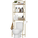 HOME BI over-toilet shelf front view in gold space saving design