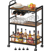 Homedawn Bar Cart in rustic brown-black front view for stylish entertaining.