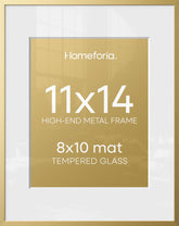 Homeforia 11x14 gold frame front view with mat for a clean display