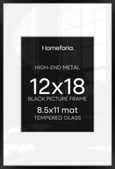 Homeforia 12x18 black frame front view with sleek matte finish for modern spaces.