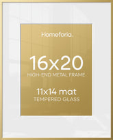 Homeforia 16x20 gold frame with mat showcases 11x14 prints beautifully.