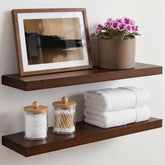Homeforia 24inch walnut floating shelves assembly view highlighting sturdy construction.