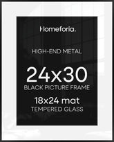 Homeforia 24x30 black poster frame front view with matte finish for modern interiors.