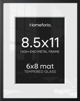 Homeforia black picture frame, 8.5 x 11, with sleek modern matte finish.