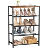 HOMEFORT 5-tier-shoe-rack rustic brown top for sturdy entryway organization.