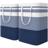 HomeHacks 75L blue laundry basket top view demonstrates a stable freestanding design.