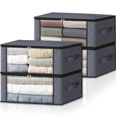 HomeHacks Storage 4-Pack foldable bins for easy closet organization.